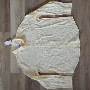 NWT Goodfellow & Co Men's Linen Blend Button Down Shirt Yellow Size XL